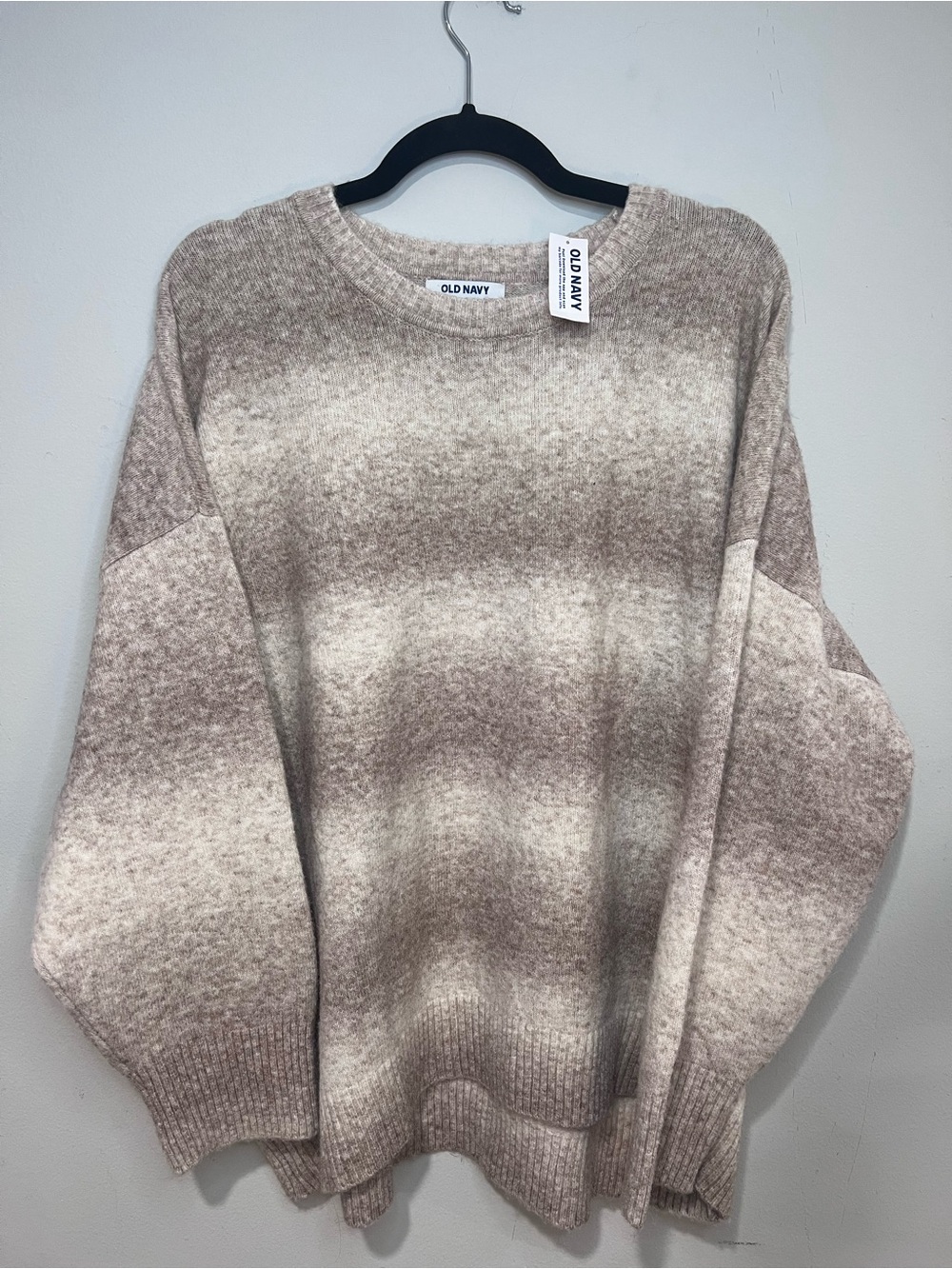 Old Navy Women's Cream and Taupe Ombre Crewneck Sweater NWT Size XL